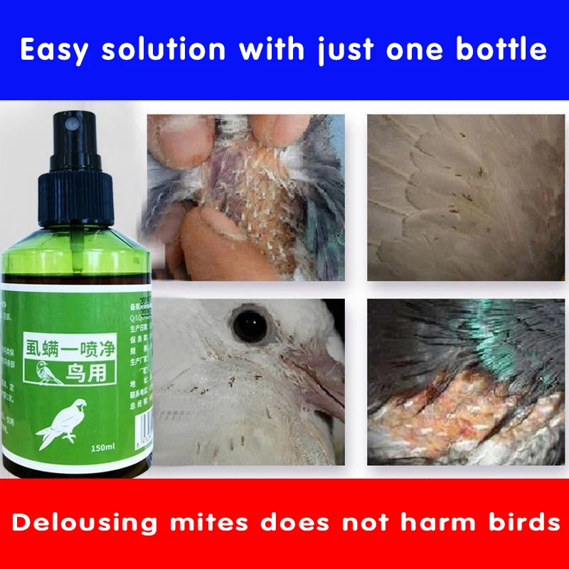 Entfernt Läuse und Milben, schadet den Vögeln nicht, geeignet für verschiedene Vogelarten, Tauben, Papageien, natürliche Pflanzenessenz 150ml Image