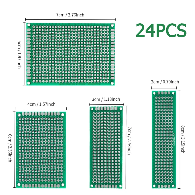 24PCS PCB Kit Prototyp Bord doppelseitige Platine 2*8 3*7 4*6 5*7cm DIY Löten Elektronische Kits Image