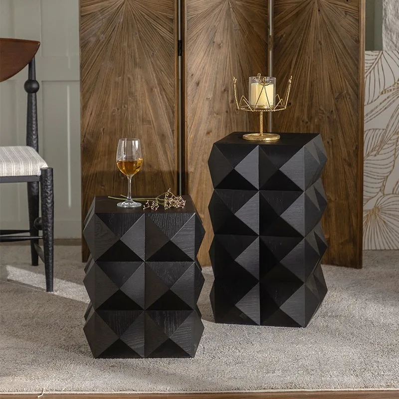MOMO Schwarzer Sofa-Beistelltisch im antiken Stil für Wohnzimmer, Balkon, B&B, kleiner Couchtisch, Villa-Modell, Zimmerecke, Nachttisch