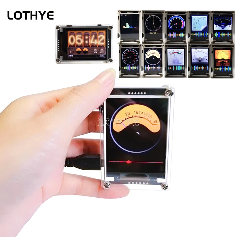 Mini 2,4 Zoll sprachaktiviertes Musikspektrum Rhythmuspegelanzeige VU-Meter Glow Clock HD LCD Analog Multi-Mode-Unterstützung GPS Image