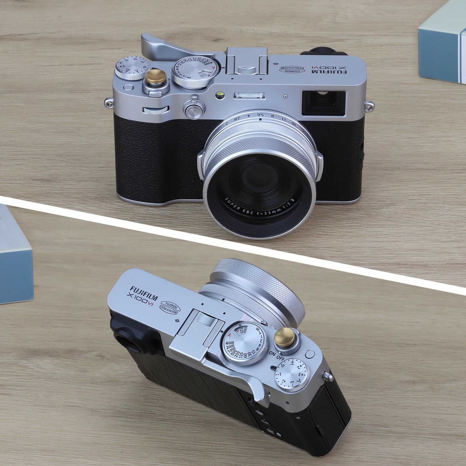 Haoge THB-XVS Daumengriff aus Metall, Handgriff für Fujifilm X100VI X100V Kamerazubehör, silberner Blitzschuh, Daumen hoch Image