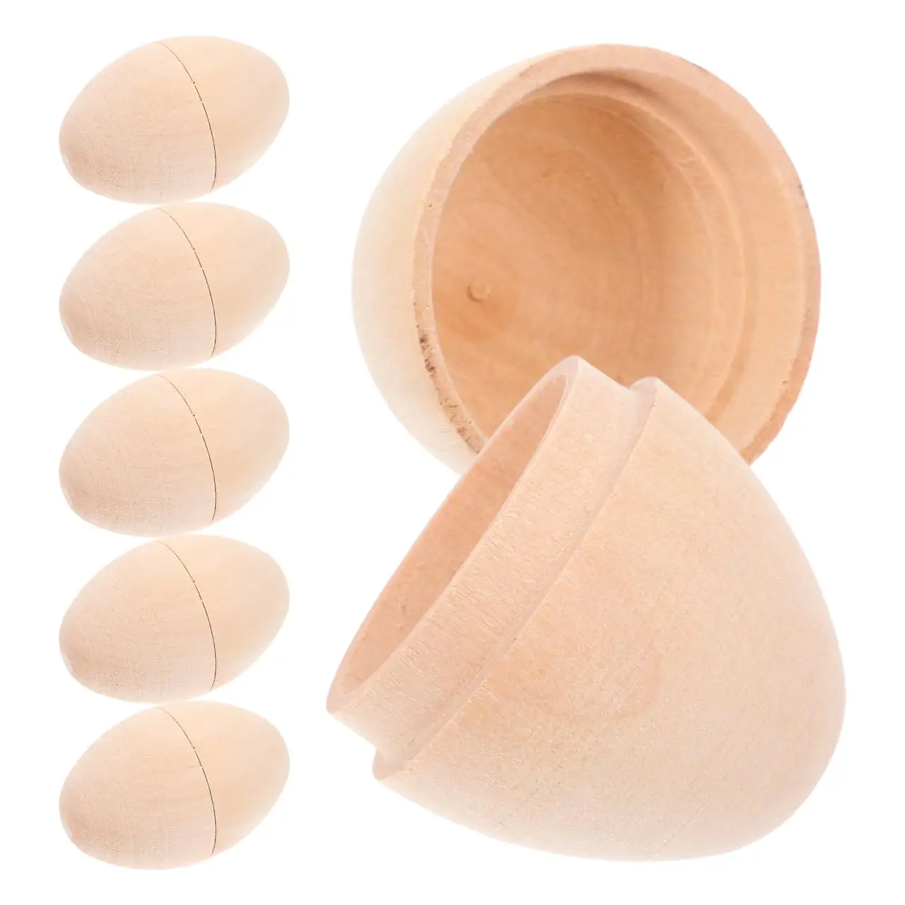 1/6 stücke Holz Hohl Eier Ostern DIY Handwerk Unvollendete Holz Eier Diffuse Holz Aromatherapie Container Solide Parfüm Container