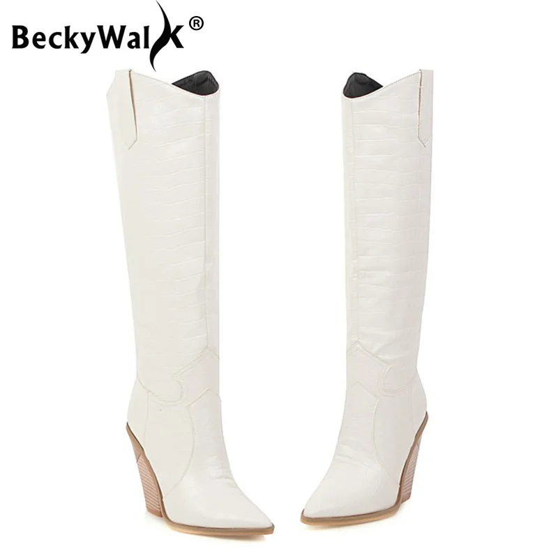 Faux Leder Kniehohe Stiefel für Frauen Spitz High Heel Weibliche Stiefel Neue Winter Benutzerdefinierte Frau Schuhe Lange Booties WSH3458