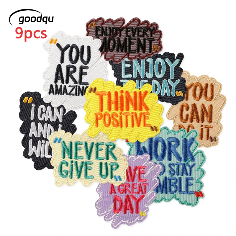 9 stücke Buchstaben viel Eisen auf Patches für Kleidung thermisch gestickt nähen niedlichen Parches Pack Bulk Mochila Stoff jacke DIY Naszywka Image