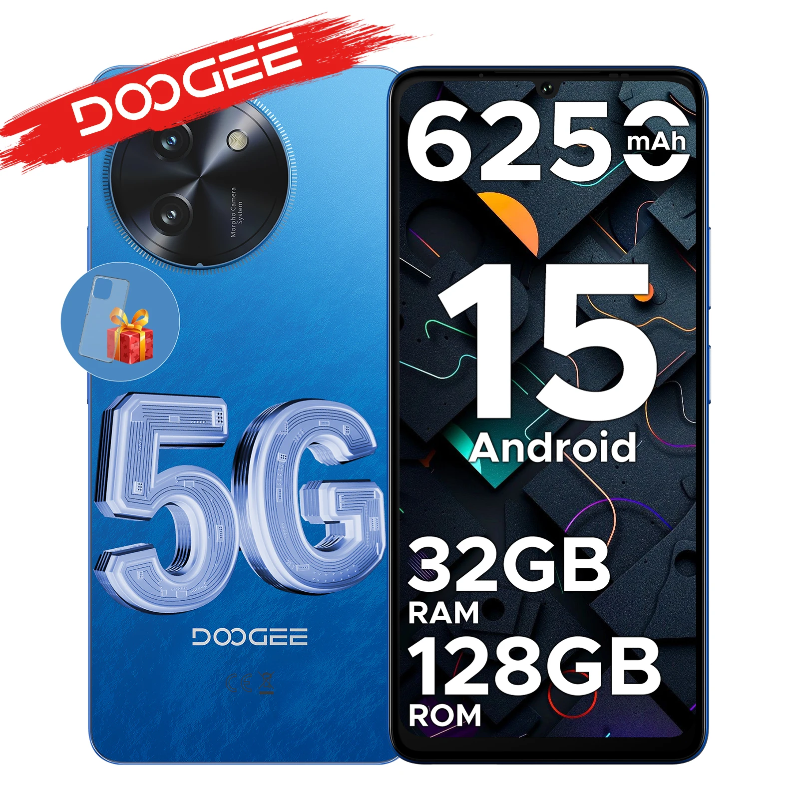 DOOGEE Note 59 5G Smartphone mit 120Hz, 32 GB RAM (8 + 24), 128 GB ROM, großem Akku mit 6250 mAh, Android 15, NFC-Funktion. Image