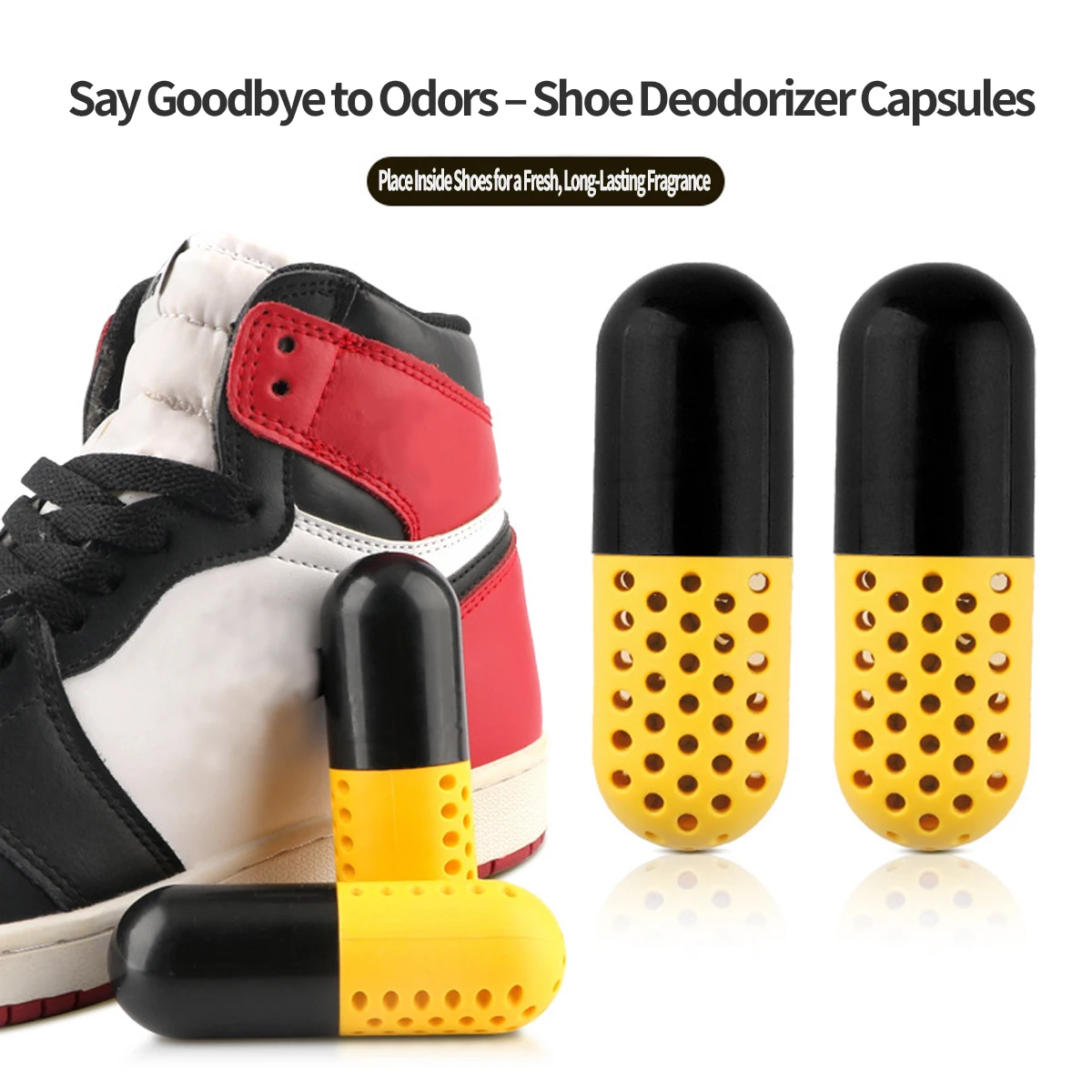 Mehrzweck-Schuhdeodorant-Kapseln – Geruchsentferner, Feuchtigkeitsabsorber & Luftentfeuchter für Sneaker, Schuhschränke, Kleiderschränke & Image