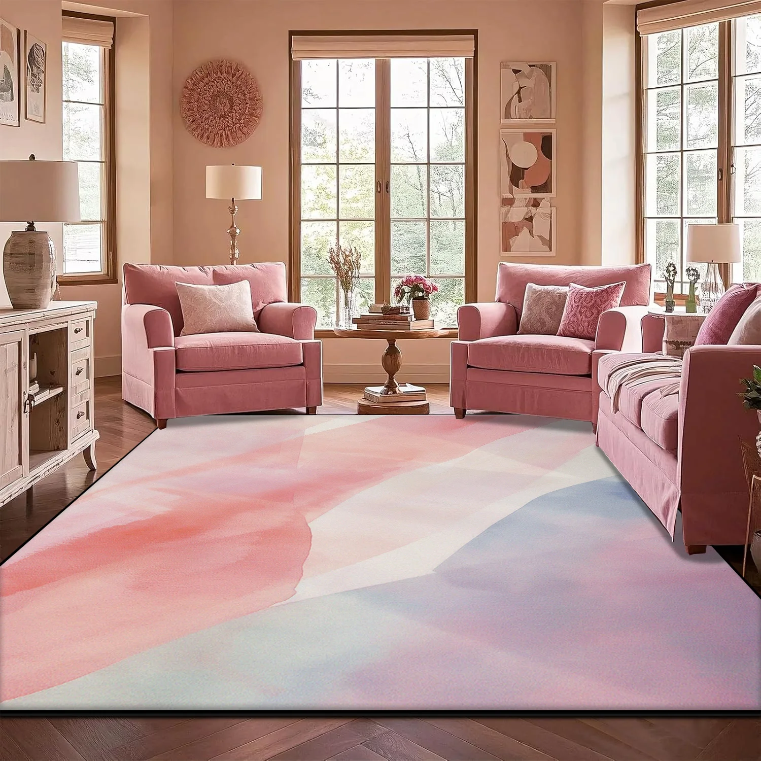 Moderner Teppich Rosa Abstrakter Lounge-Teppich Rutschfester Waschbarer Schlafzimmer-Teppich Couchtisch-Matte Große Teppiche für Wohnzimmer Matten Alfombra