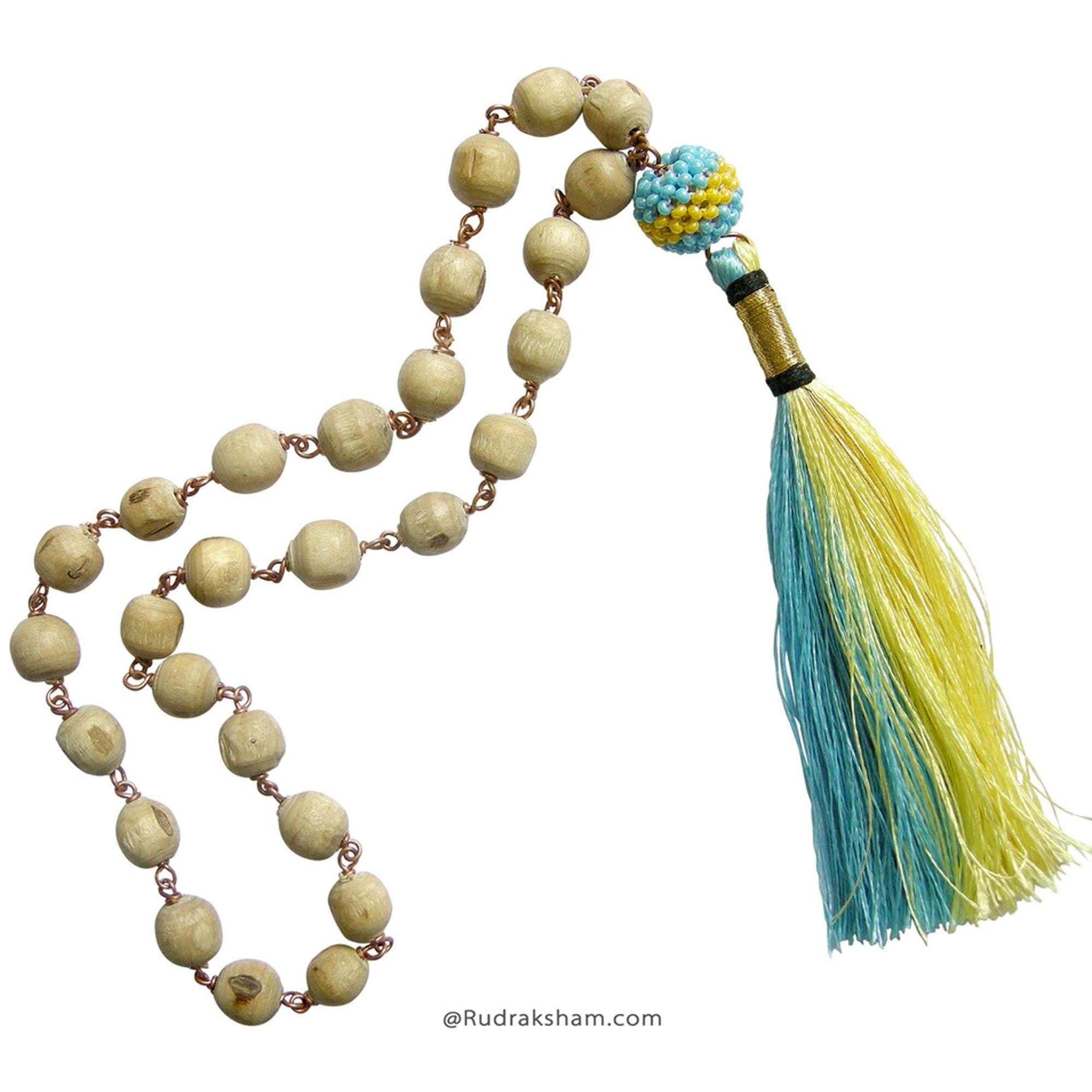 TULSI (Tulasi) Mala Semi di Basilico Mala Tulsi Japa Mala 108 / 27 Perle Rosario dall'India Collana di preghiera di Krishna, Tulasi Japa mala in Rame