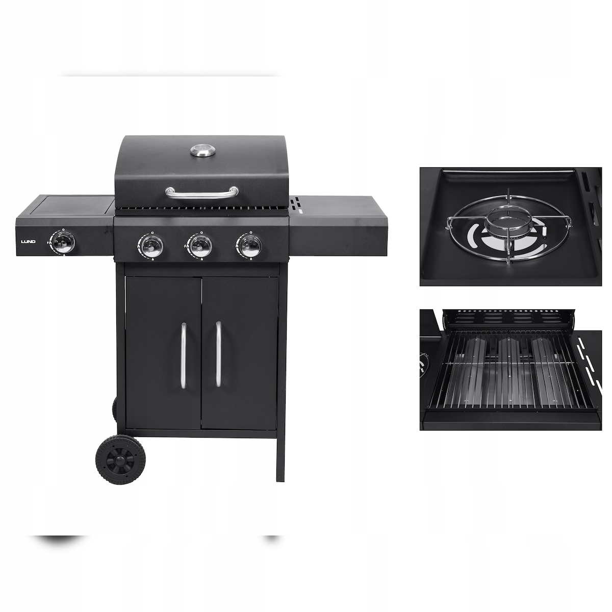 Gasgrill 6kW, 3+1 Brenner, Stahl 106 × 52,8 ×101,6 cm Image