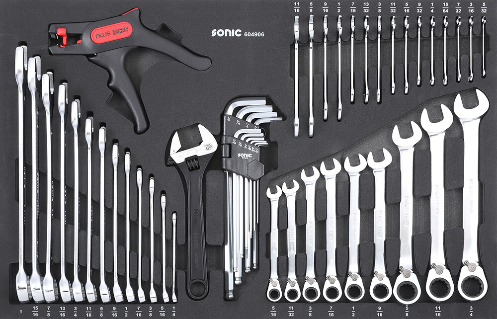 SONIC EQUIPMENT Schaumstoffeinlage, Sortimentskasten Schraubenschlüsselsatz SFS-M 49-tlg. 604906