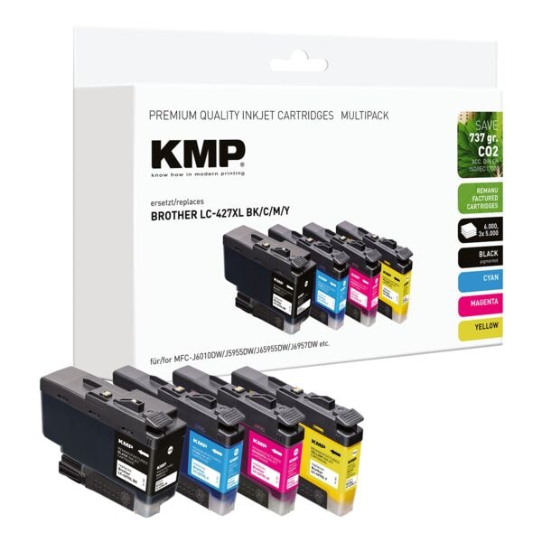 KMP Tintenpatronen-Set ersetzt Brother »LC427XL BK/CMY« cyan, magenta, gelb, schwarz blau Image