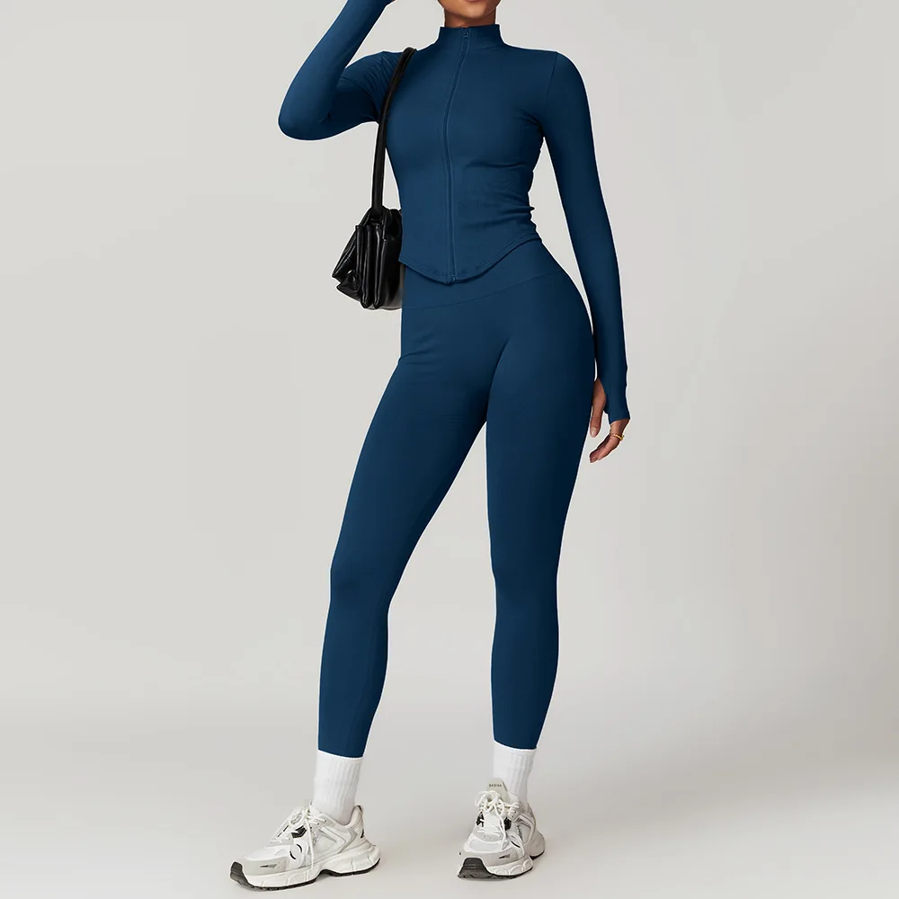 Ensemble de yoga sans couture 2/3 pièces, vêtements de sport, tenues de yoga pour femmes, ensembles de survêtement à manches longues, soutien-gorge de sport, leggings de sport