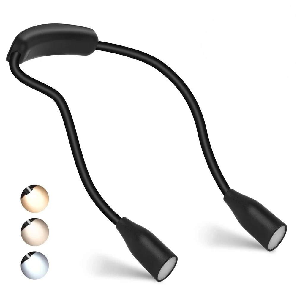 Lampe de lecture LED pour le cou, lampe de livre 360 ° Lampe de lecture flexible pour le cou, lampe de lecture pour l'étude, lampe de nuit pour la lecture, alimentée par batterie