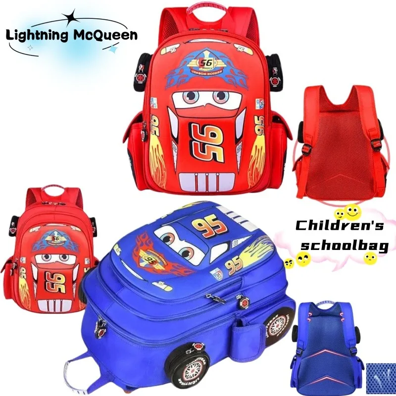 Sac d'école pour enfants Lightning McQueen, sac à dos résistant à l'usure pour garçons de l'école primaire, dessin animé de voiture, 1-2-5 grade, grande capacité