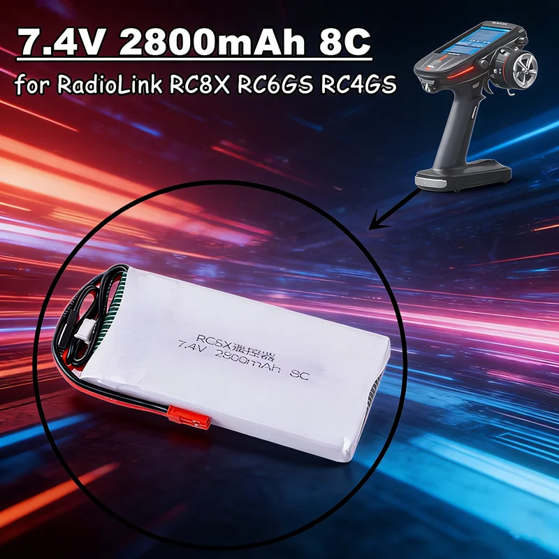 7,4V 2800mAh 8C RadioLink RC8X 8CH Sender Lipo-Akku mit JST-Stecker und Ladegerät für RadioLink RC8X RC6GS RC4GS Sender Image