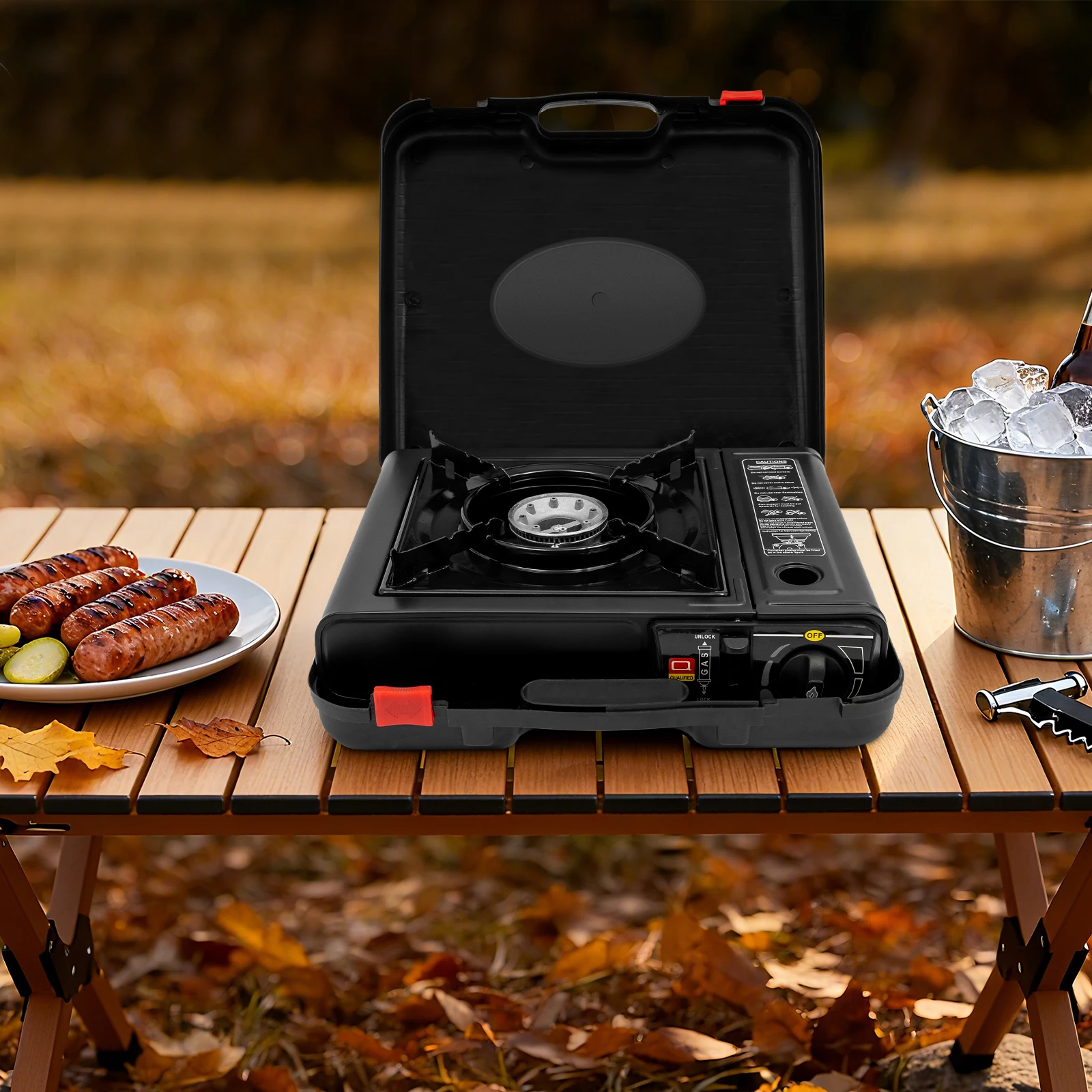 2500W Tragbarer Outdoor-Grill mit Elektronischer Zündung, Butan/LPG-Kompatibel, Explosionsgeschützt, Einstellbare Feuerkraft für BBQ-Partys Image
