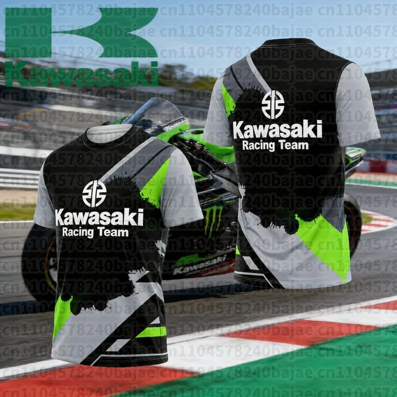 2025-26 Sommer Sommer Outdoor Schnell Trocknend Atmungsaktiv Kawasaki Kurzarm Shirt männer und Frauen Dünne Motorrad Bequem