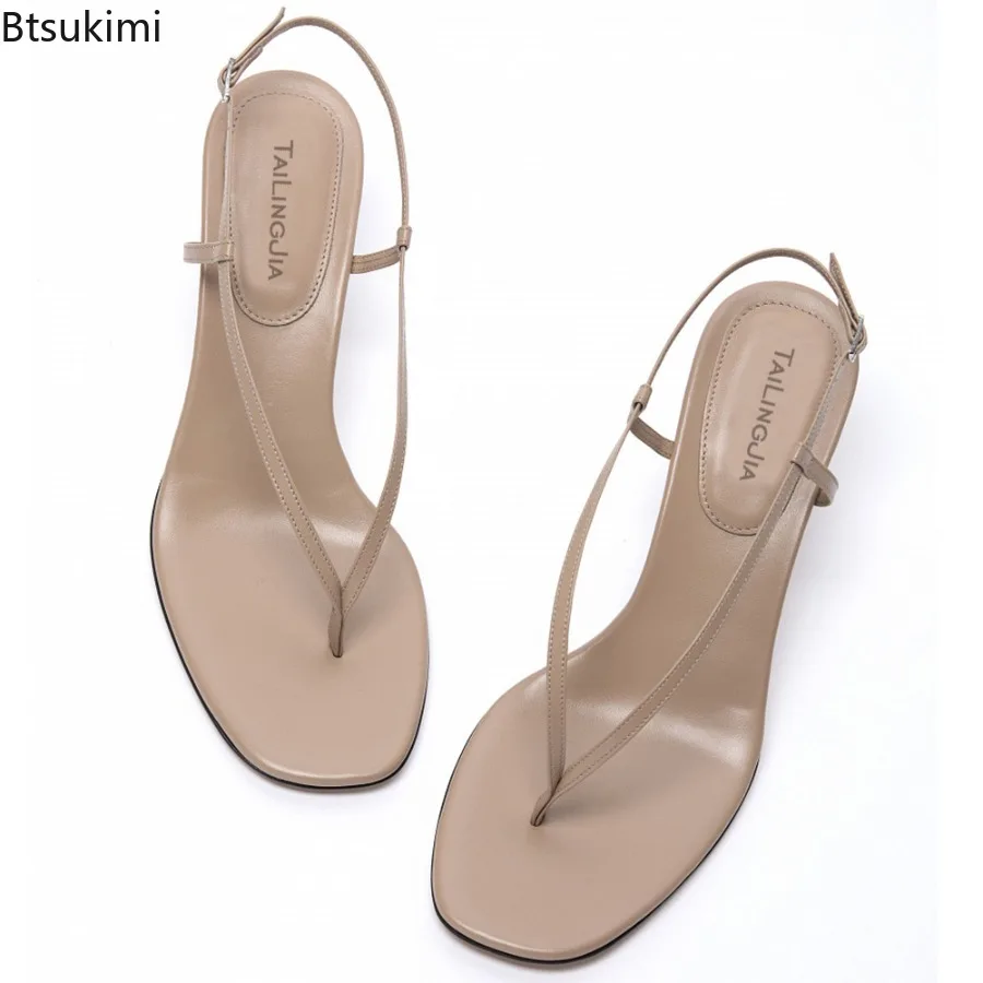 Neue 2026 Sommer High Heels Damen Zehensteg-Sandalen Modische Schmalband-Schuhe Design-Stil Party-Kleid Sandalias Damenschuhe