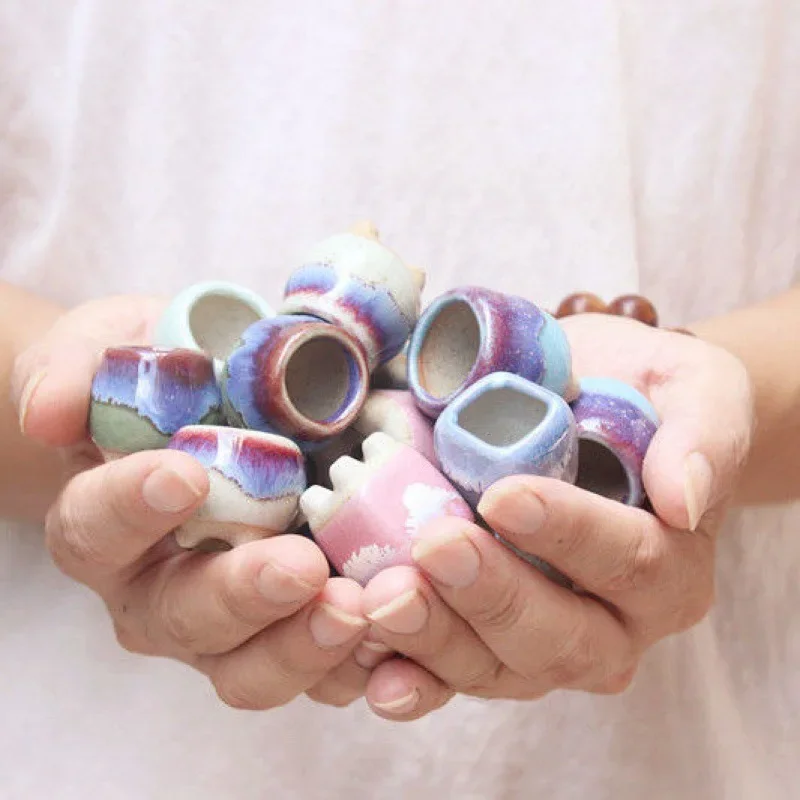 3/5/10/15Pcs Daumen Keramik Mini Sukkulente Blume Topf Lithops Blumentopf Für Haus Garten Dekoration farbe Form Nach Dem Zufall Image