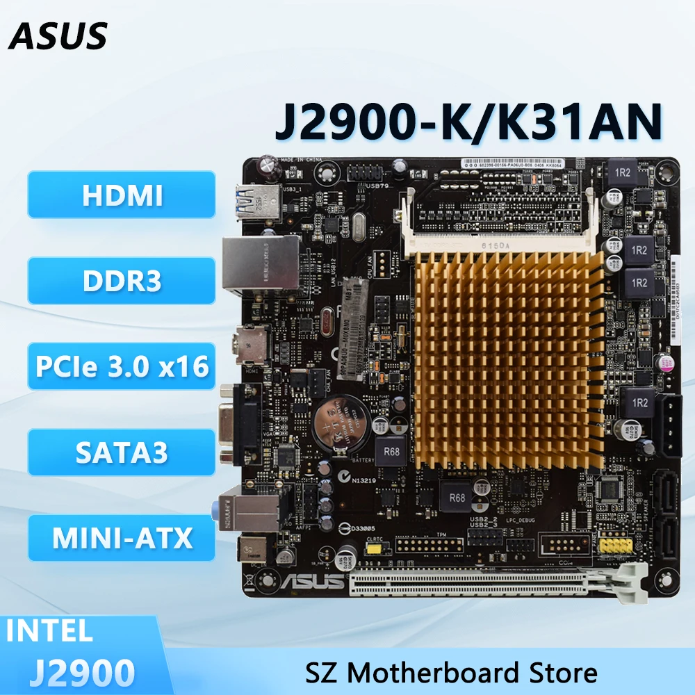 ASUS J2900-K/K31AN J2900 Motherboard Onboard CPU Unterstützung PCIE 2.0 SATA 3,0 Gb/s VGA USB 2.0 Mini-ITX Image