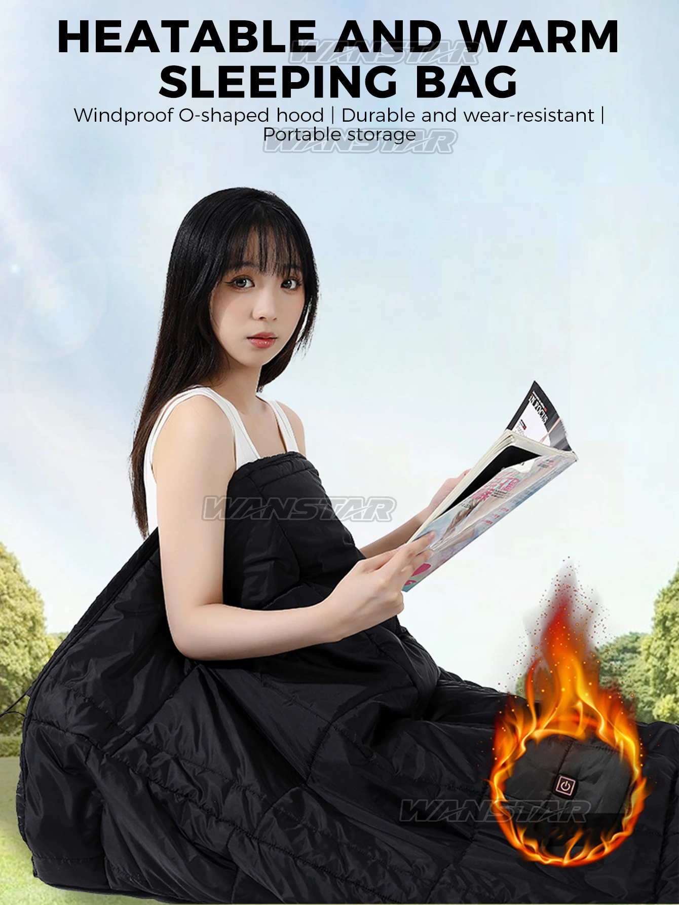 Winter-Heizschlafsack aus Baumwolle, warmer und dicker Schlafsack für Erwachsene, geeignet für Camping, Outdoor-Aktivitäten. Image