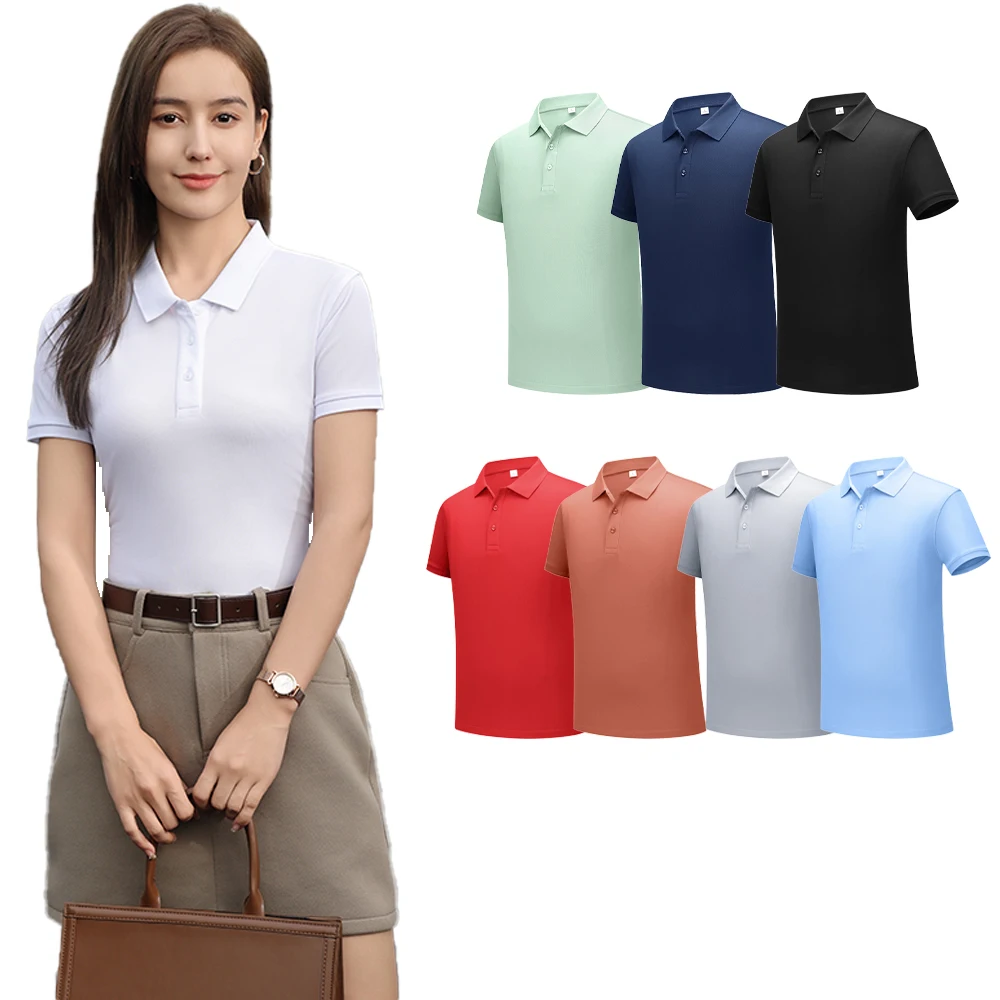 2026 NEW Solid Polo Shirts Womens Commuting Basics T-Shirts Comfy Button Shirt Solid Sport Tops Office Daily Womans Clothes