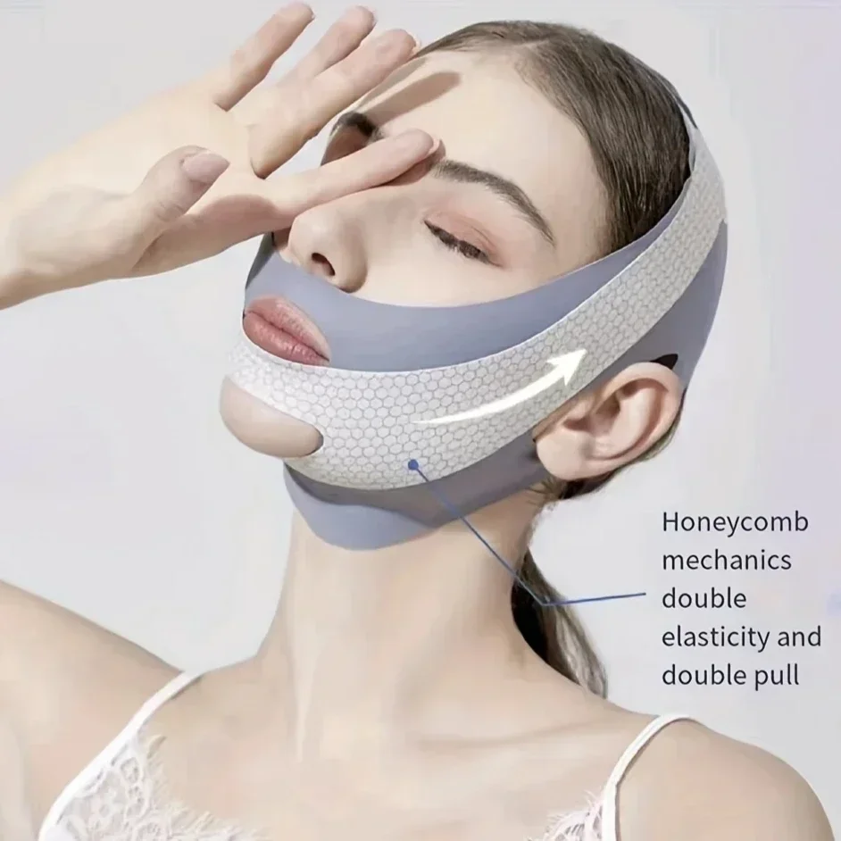 Fasciatura dimagrante per il viso Linea V Shaper per il viso Doppio riduttore per il mento Cintura per il lifting del viso Antirughe Massaggiatore facciale Strumento per la cura della pelle delle