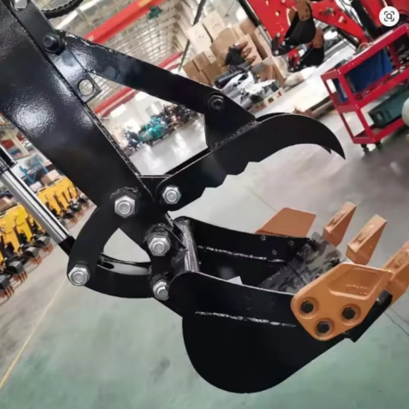 Maßgeschneiderte Mini-Bagger-Grabber-Aufsätze, Schnellverbinder, Brechammer, neigbarer Eimer, Gabel, Hydraulikzylinder, Daumenbuck Image