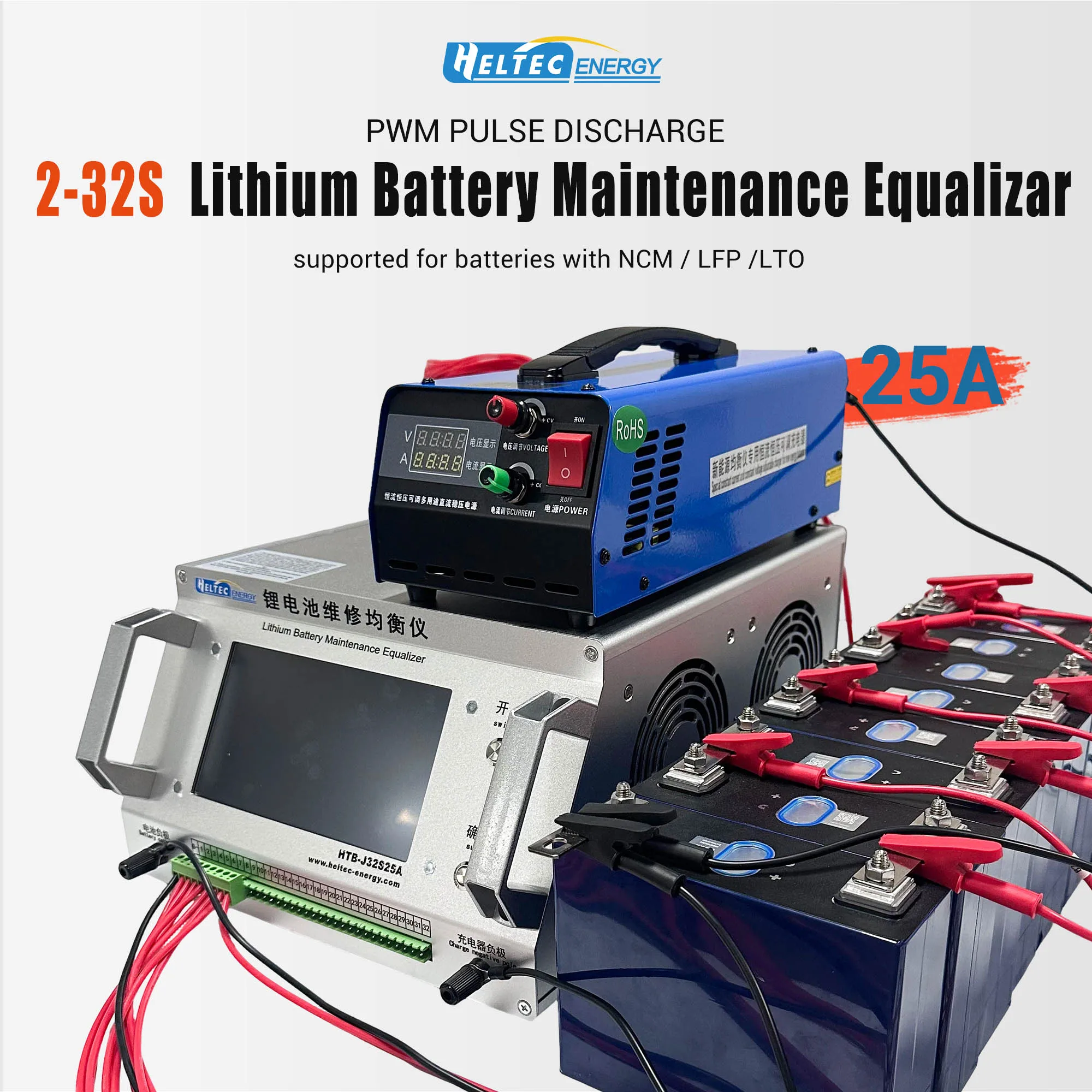Heltec 32S 25A Batteriereparaturgerät/Batteriemonitor/Lade-/Entladegleichmacher für Elektrofahrzeug-/Autobatterietester Image