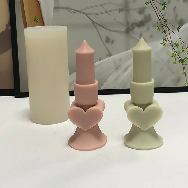 3D Liebe Herz Zylinder Kerze Form Harz Formen für Kerze Herstellung Silikon Klare Textur Zylinder Kerze Silikon Formen Image