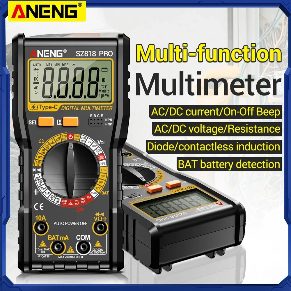ANENG SZ818 1999 Digitalmultimeter AC/DC Spannung Strom Widerstand Hochpräzises Professionelles Elektrisches Prüfgerät Image