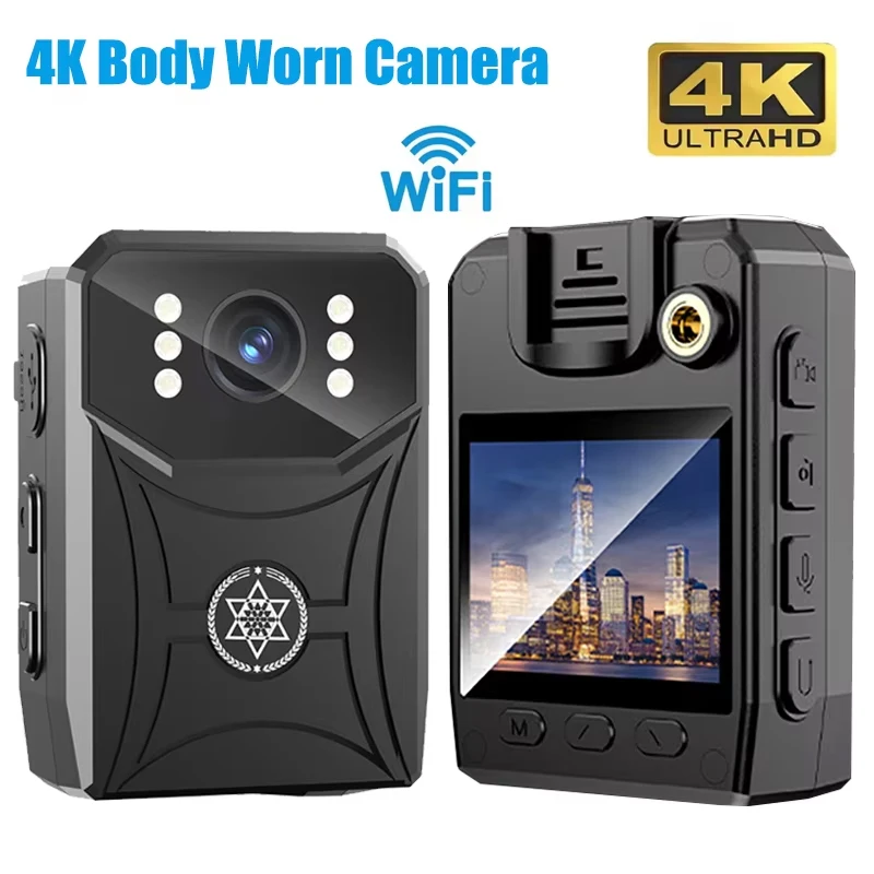 4K Mini Polizei Kamera Outdoor Strafverfolgung Recorder WIFI HD Camcorder IR Nachtsicht Körper Kamera Tragbare Körper getragen Cam Image