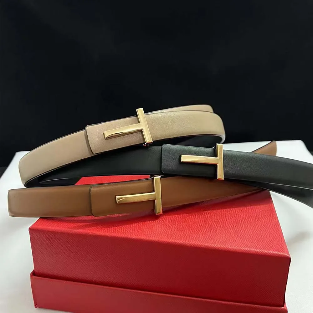 Neue 25mm frauen Gürtel Designer Reversible Echtes Leder Gürtel Für Frauen T Schnalle Gürtel Weibliche Jeans Kleid Gürtel Image