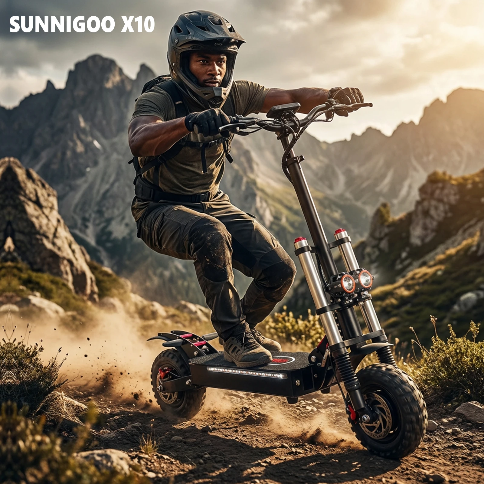 SUNNIGOO X10 6000 W leistungsstarker elektrischer Offroad-Scooter für Erwachsene, 60 V, 38 Ah, 100 km Reichweite, 11 Zoll Reifen, Dual-Modus, hydraulischer Stoßdämpfer Image