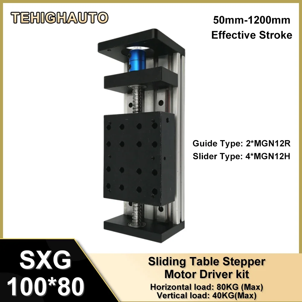 80 mm Breite Doppelschienen-Schiebetisch XYZ-Achse CNC-Kugelumlaufspindel Linearführungstisch SFU 1204/1605/1610 80 kg Last 4 Schieber