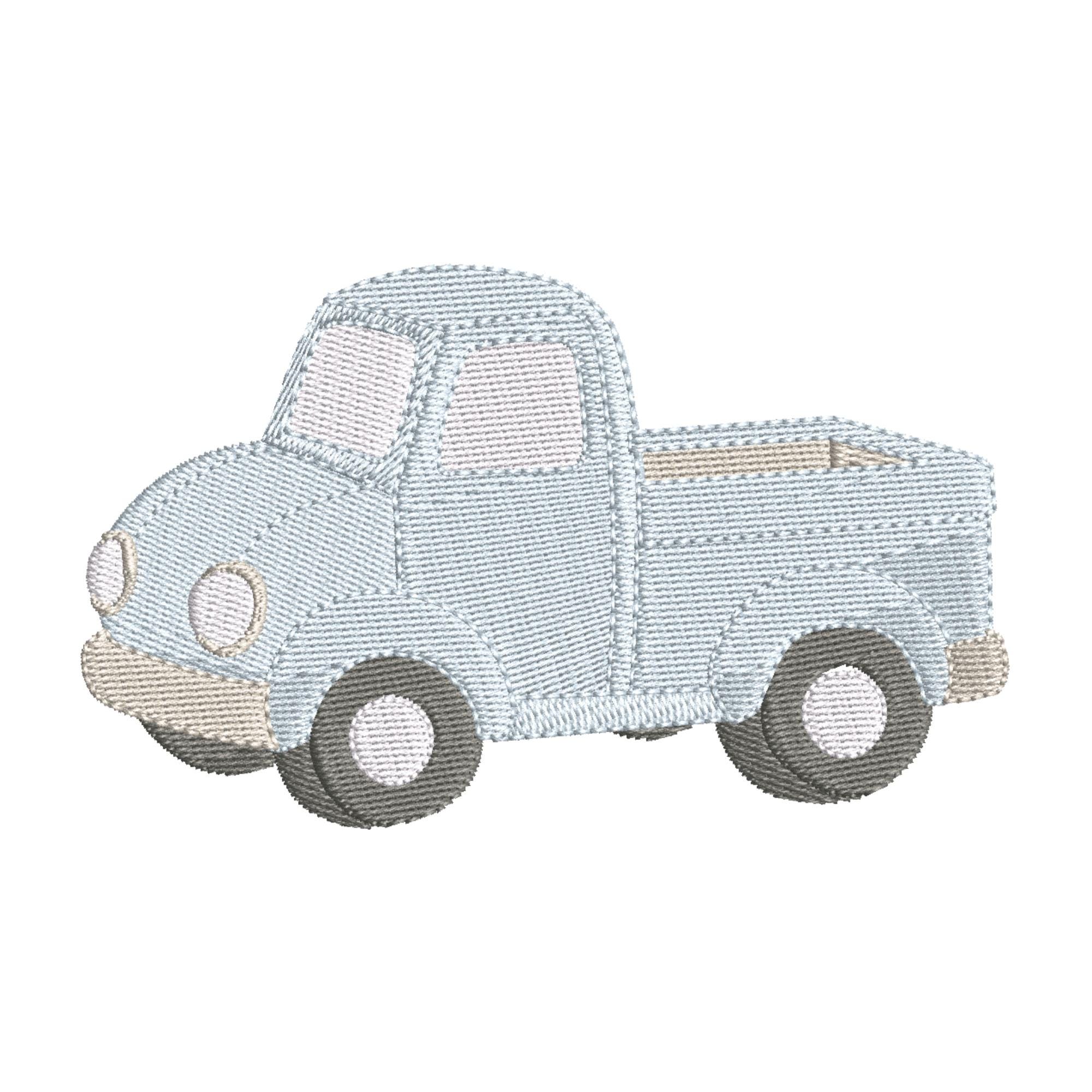 Disegni da ricamo per bambini: camion d'epoca, 6 misure, disegni da ricamo per bambini, file da ricamo digitale, file di disegni da ricamo