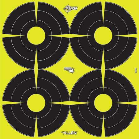 EZAIM 15218 Splash Reactive Paper Shooting Trgts, Bullseye, 4/Sheet, 12-in. W x
