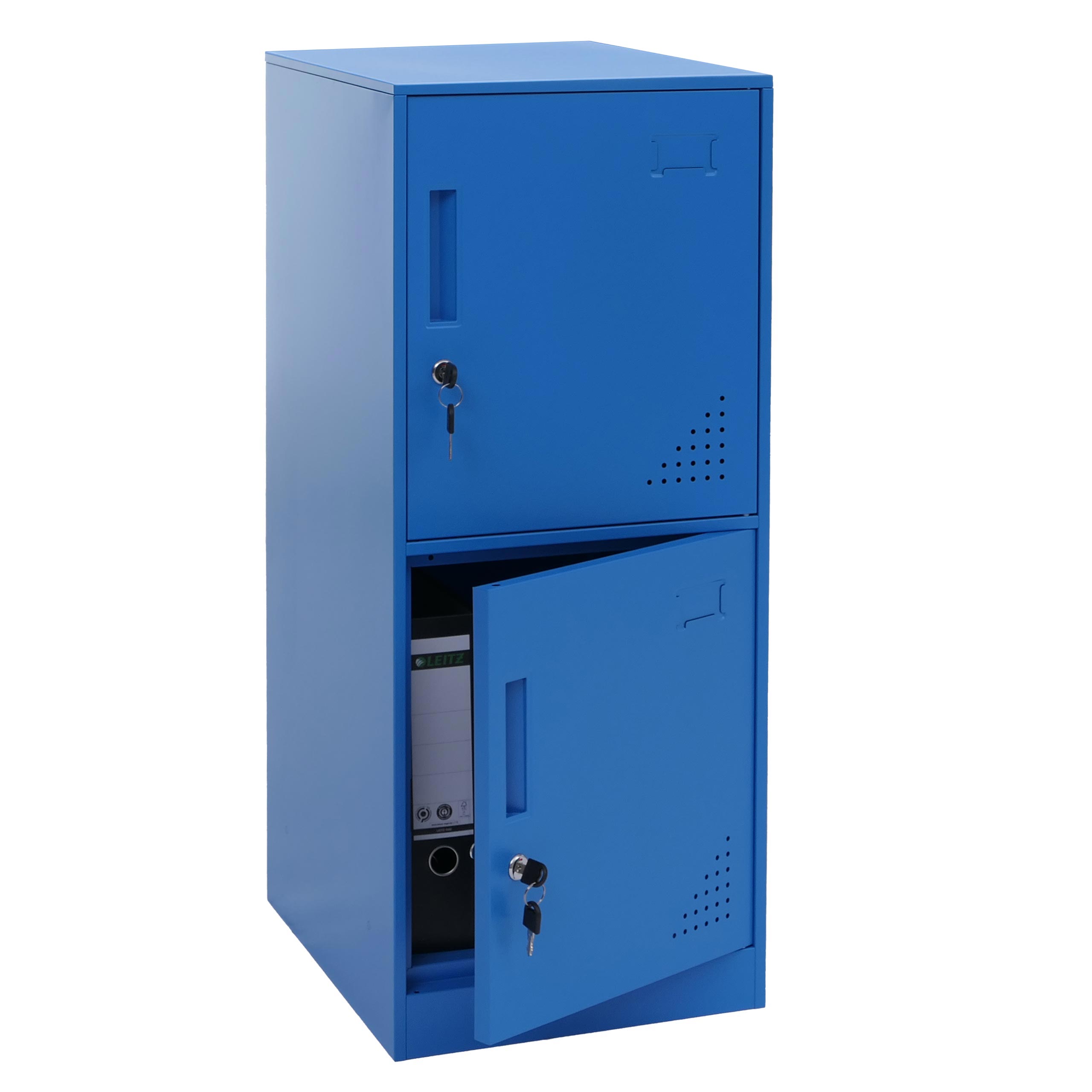 Spind HWC-P63, Schließfach Wertfachschrank Schließfachschrank 2 Türen, 90x38x45cm Stahl ~ blau - www.heute-wohnen.de