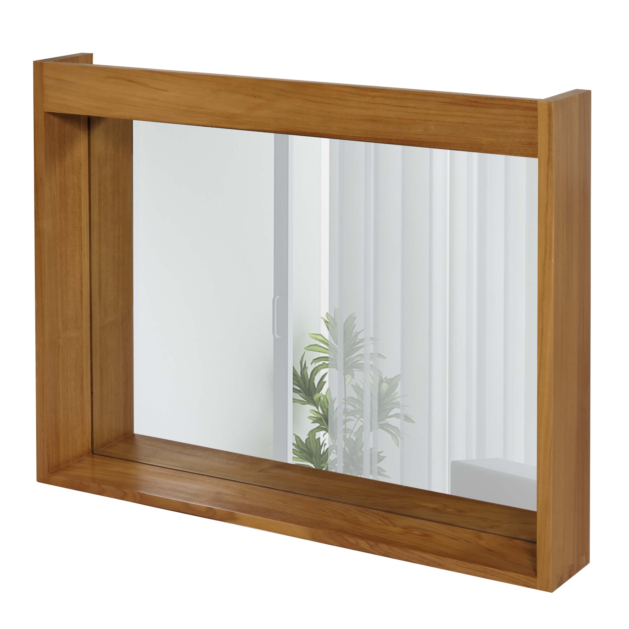 Teak-Wandspiegel HWC-M75, Badspiegel, Holzrahmen, hochwertiges B-Grade-Teak (Kernholz, 20-30 Jahre), 77x100cm Image