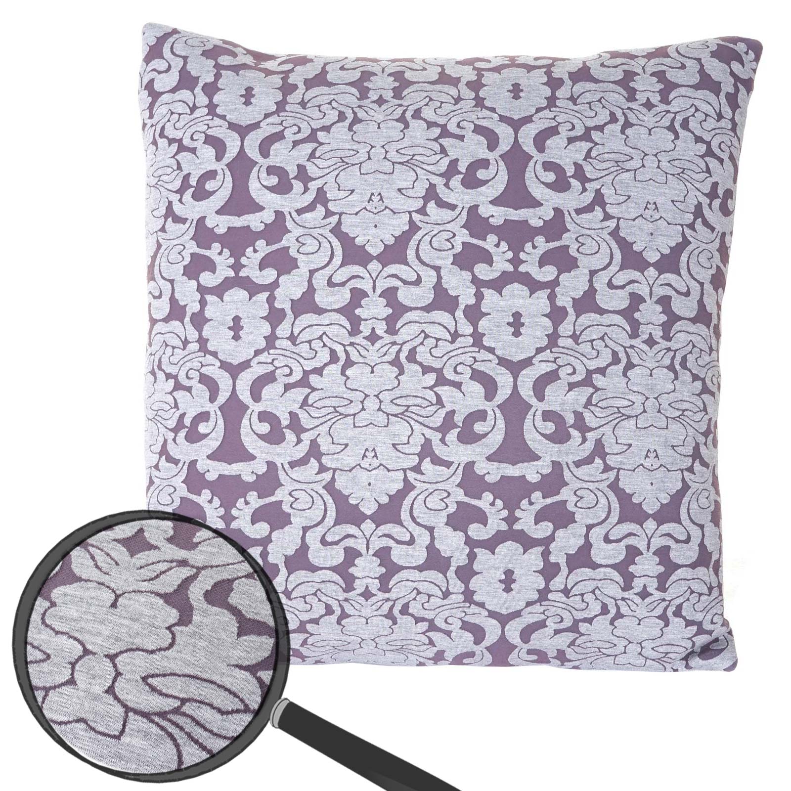 Deko-Kissen Barock, Sofakissen Zierkissen mit Füllung, lila 45x45cm Image