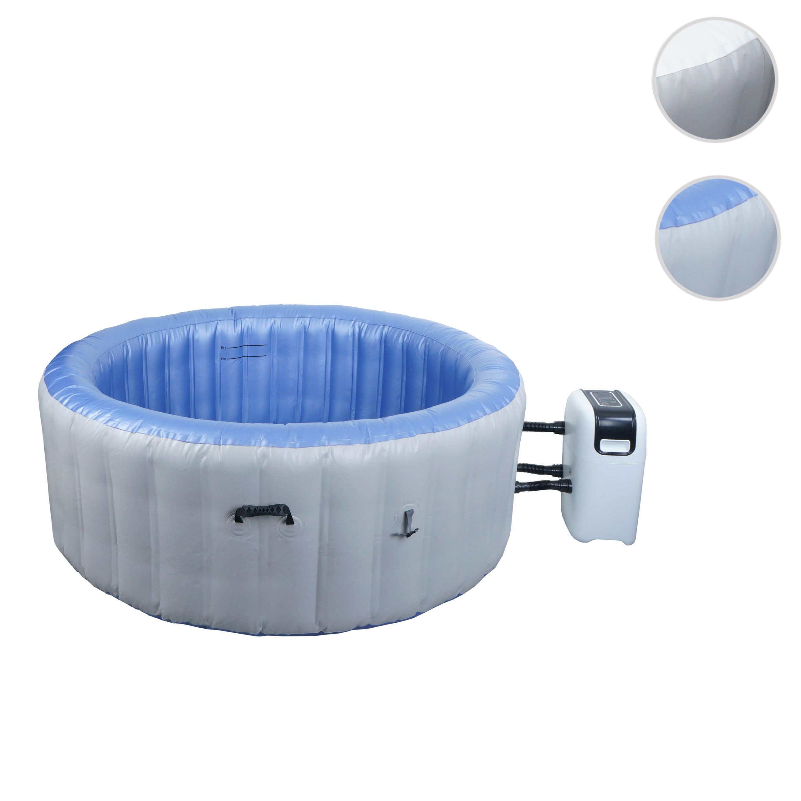 Whirlpool HWC-N97, 4 Personen, In-/Outdoor heizbar aufblasbar Pumpe PVC laminiert, rund Ø 180cm ~ grau-weiß Image