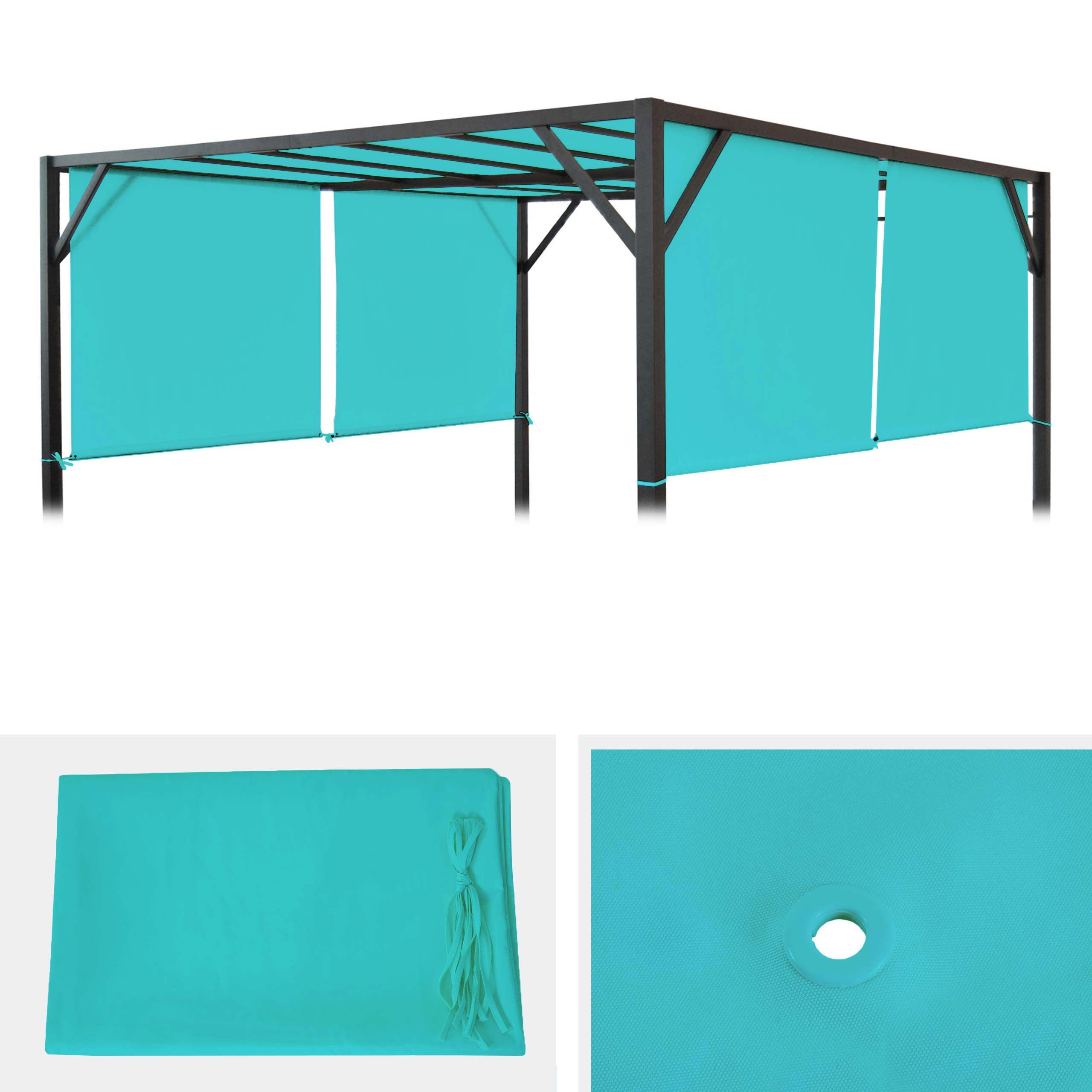 Ersatzbezug für Dach Pergola Pavillon Baia 4x4m ~ türkis-blau Image