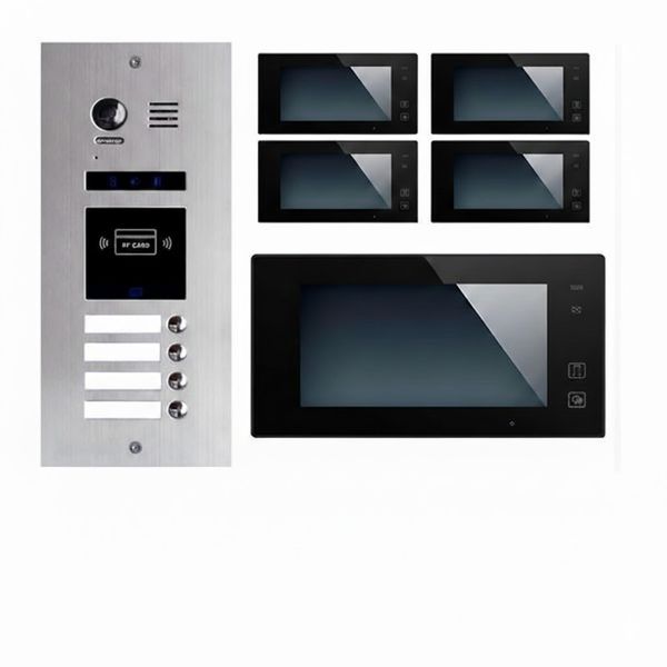 4 Familienhaus Video Türsprechanlage Klingel Gegensprechanlage ES4ID + 4x DT47M-B