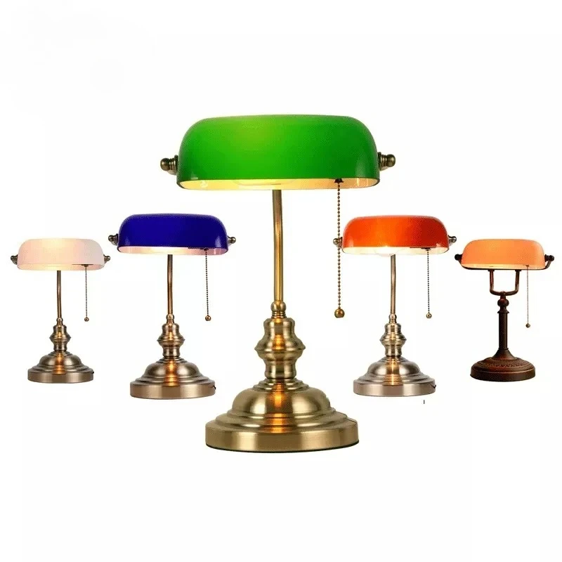 Lampe de bureau lampe de Table lampe de banquier en verre interrupteur à glissière pour chambre maison Stuy Restaurant bibliothèque bureau lumière lampe de nuit