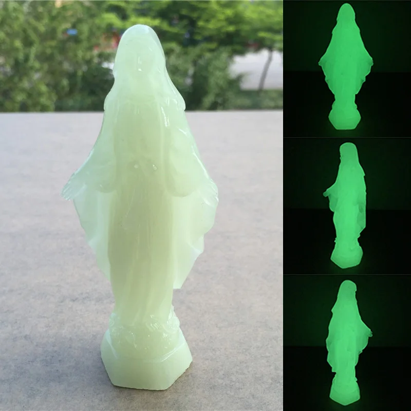 Figurine di Madonna e bambino incandescenti pietra di giada fatta da uomo statue di vergine maria gesù decorazioni natalizie per la casa regalo di natale