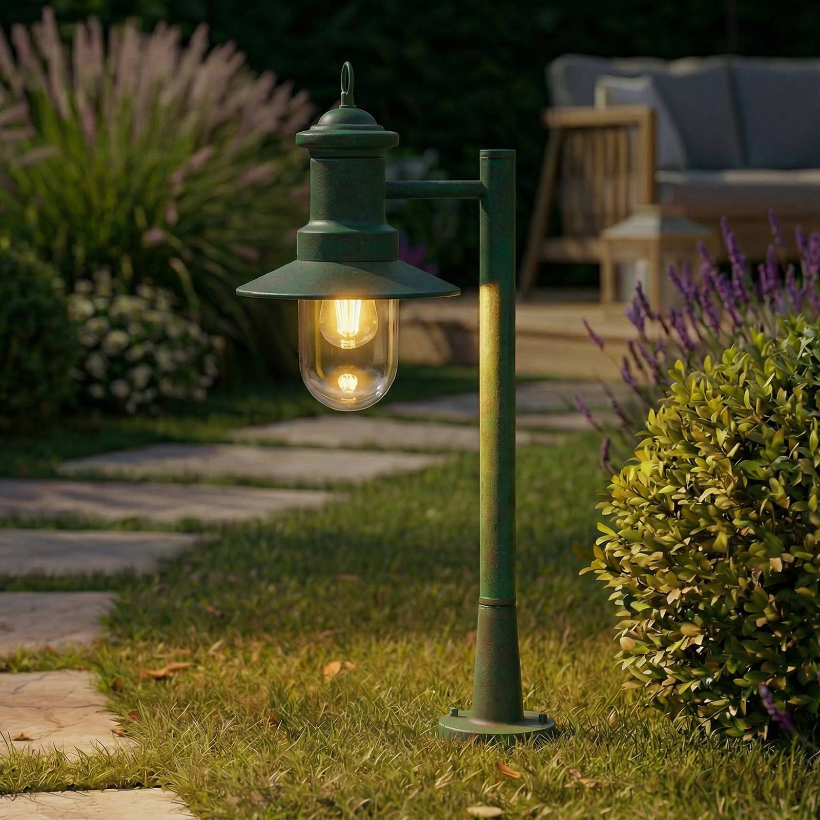 Pathway Light Eloretta Lindby, dimmable, Green, metal, Country House / Rustic, Outdoor lights