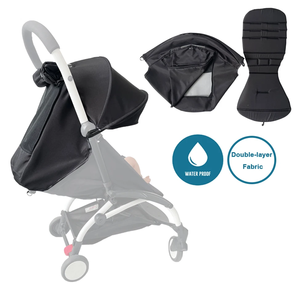 Kinderwagen-Zubehör Sommer-Verdeck mit aufklappbarem Rückspiegelfenster, schwarzes wasserdichtes Verdeck, kompatibel mit YOYO YOYO 2 Image