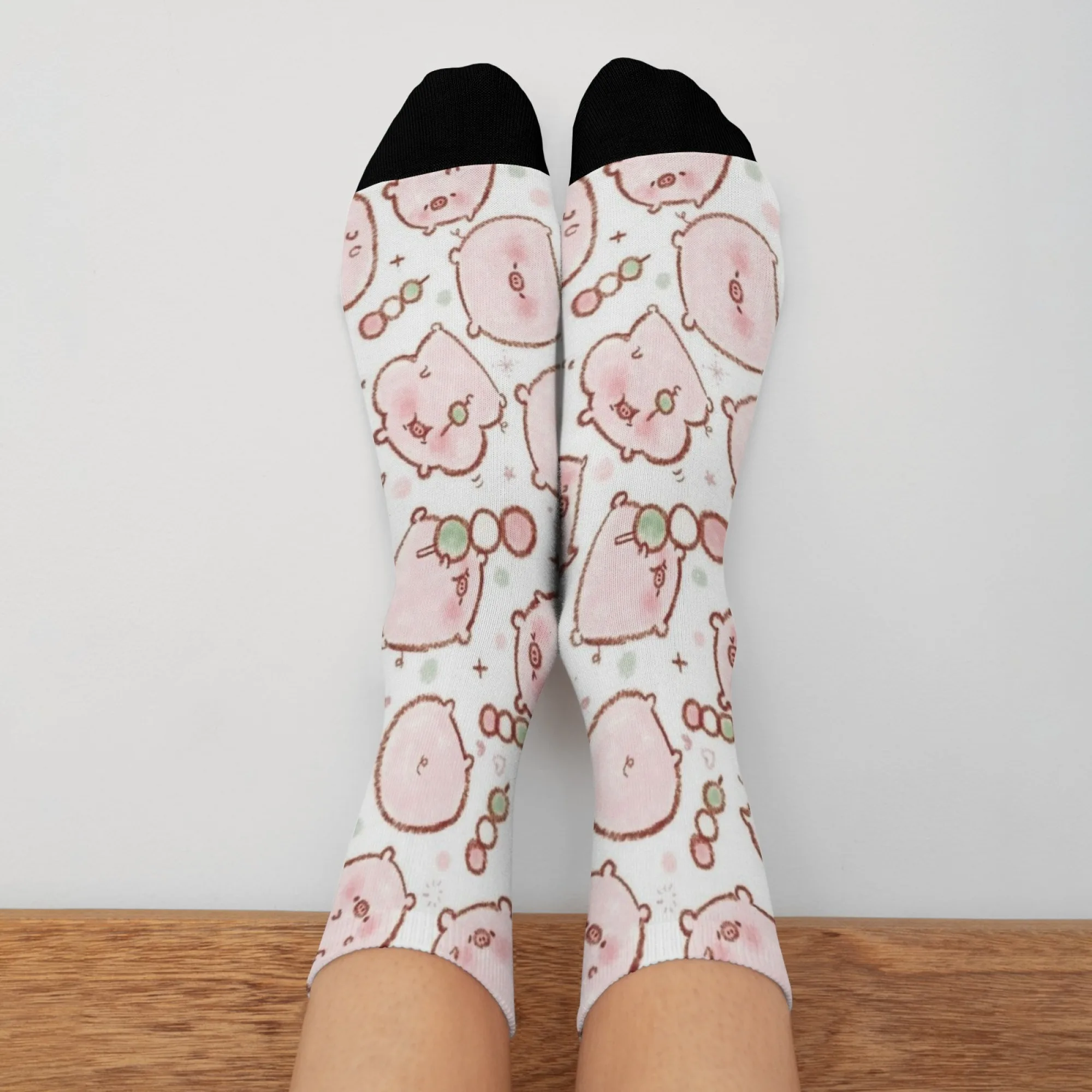 Süßes kleines Schwein Happy Herrensocken Neuheit Lustige Kompressionssocken Harajuku Retro-Stil Lässige Mode Sportsocken Geschenk Image