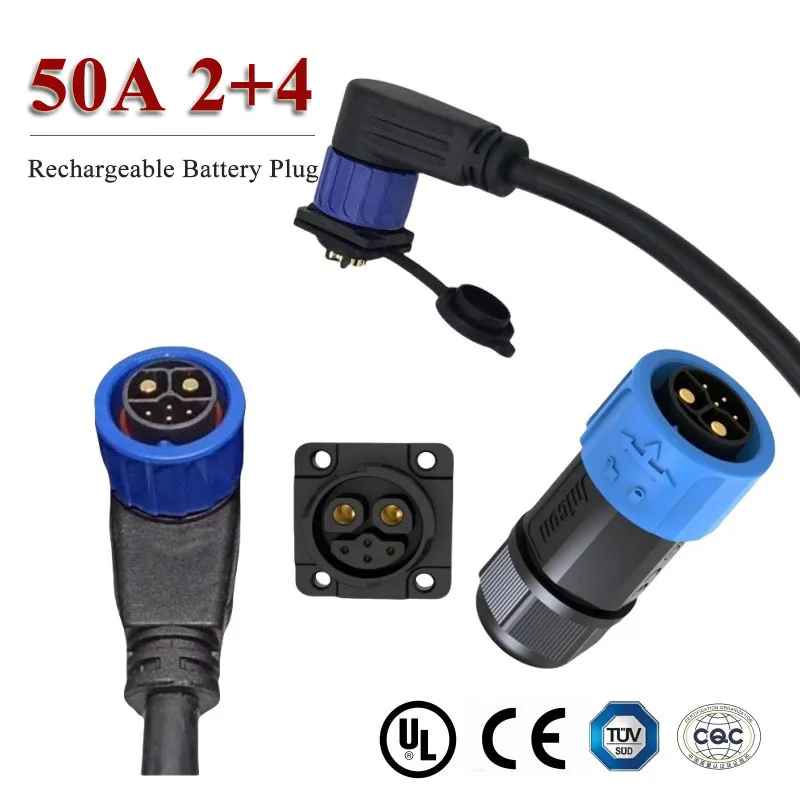 Wasserdicht 50A M23 2 + 4 Akku Luftfahrt Stecker Elektrische Motorrad Batterie Lade Buchse 6pin Männlich Weiblich Stecker Image