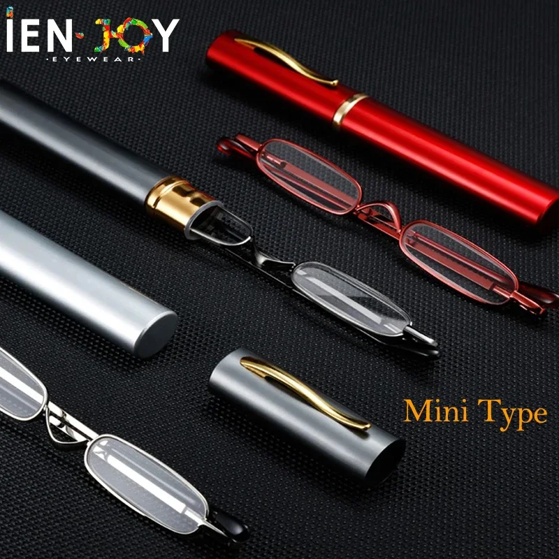 IENJOY Kleine Lesebrille Mit Metallgehäuse Männer Frauen Lesebrille Mini Tragbare Stift Presbyopie Brille 2,0 1,0 1,5 2,5 Image
